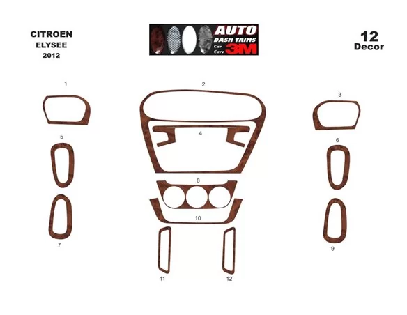 Citroen Elys?e 01.2010 3D Interior Custom Dash Trim Kit 12-Parts