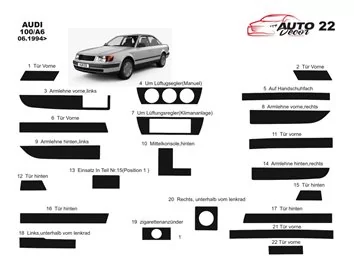 Audi 100 A6 10.90-03.97 3D Interior Custom Dash Trim Kit 22-Parts