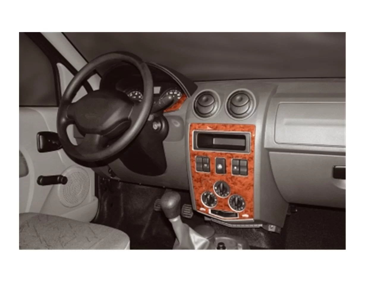 Dacia Logan 04.05-09.09 Kit de garniture de tableau de bord intérieur 3D Dash Trim Dekor 20-Parts - 1