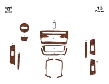 Audi A1 ab 2012 Kit de garnitures de tableau de bord intérieur 3D Dash Trim Dekor 13-Parts - 1