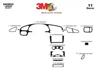 Daewoo Lanos 05.1997 Inleg dashboard Interieurset aansluitend en pasgemaakt op he 11 -Teile - 2