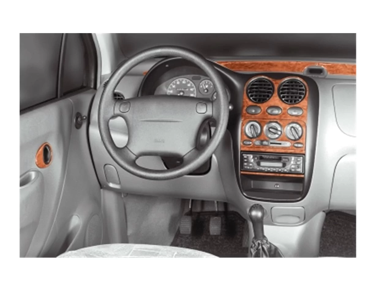 Daewoo Matiz 08.98-01.05 Kit de garniture de tableau de bord intérieur 3D Dash Trim Dekor 11-Parts - 1